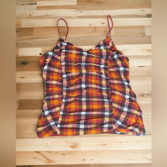 Plaid Mesh Rouch Top - Picture 8 of 9